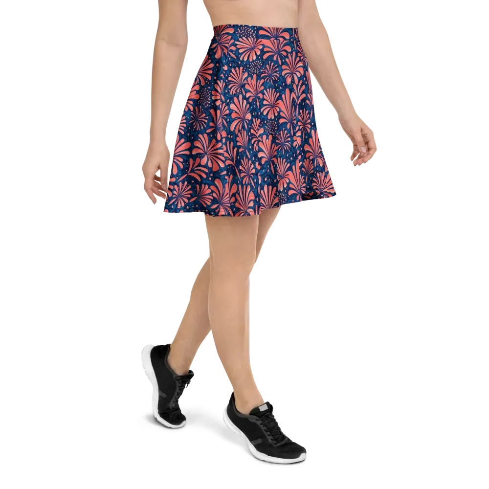 Coral Bloom Cascade on Skater Skirt — Right