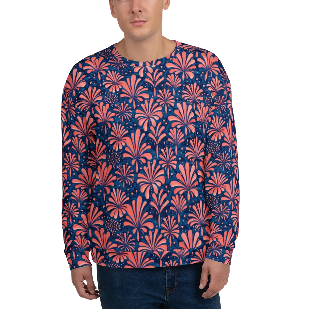 Coral Bloom Cascade on Sweatshirt — Front