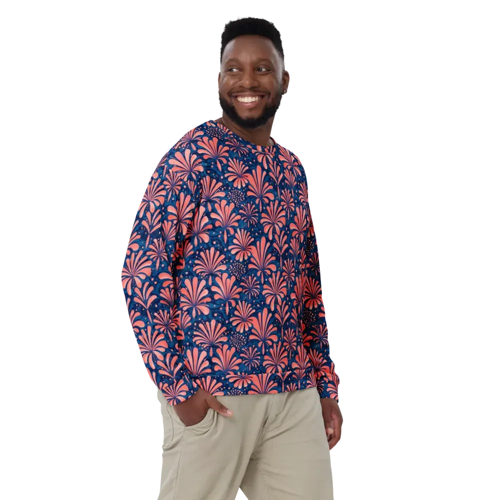 Coral Bloom Cascade on Sweatshirt — Front