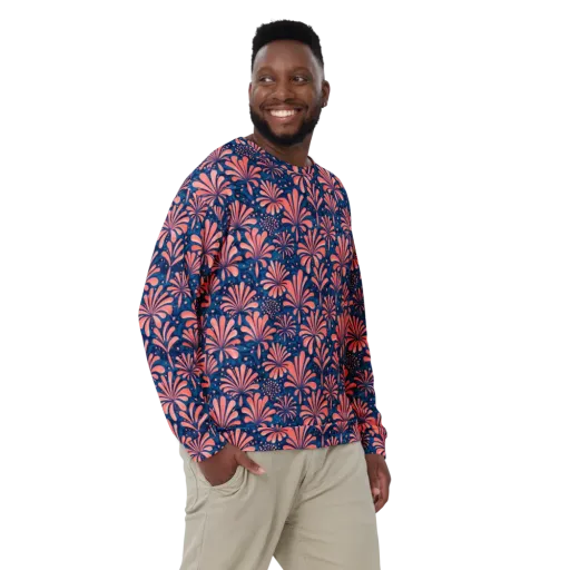 Coral Bloom Cascade on a Sweatshirt