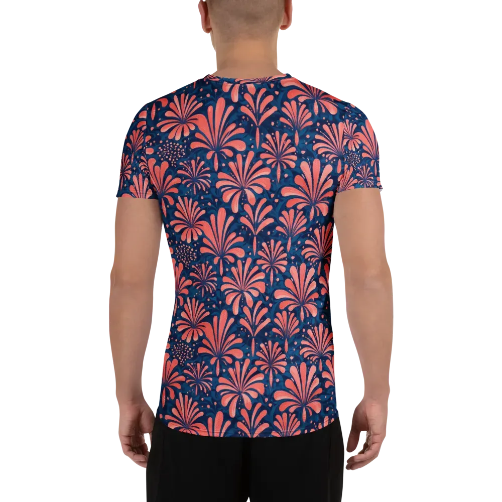 Coral Bloom Cascade on Men's Athletic T-Shirt — Back