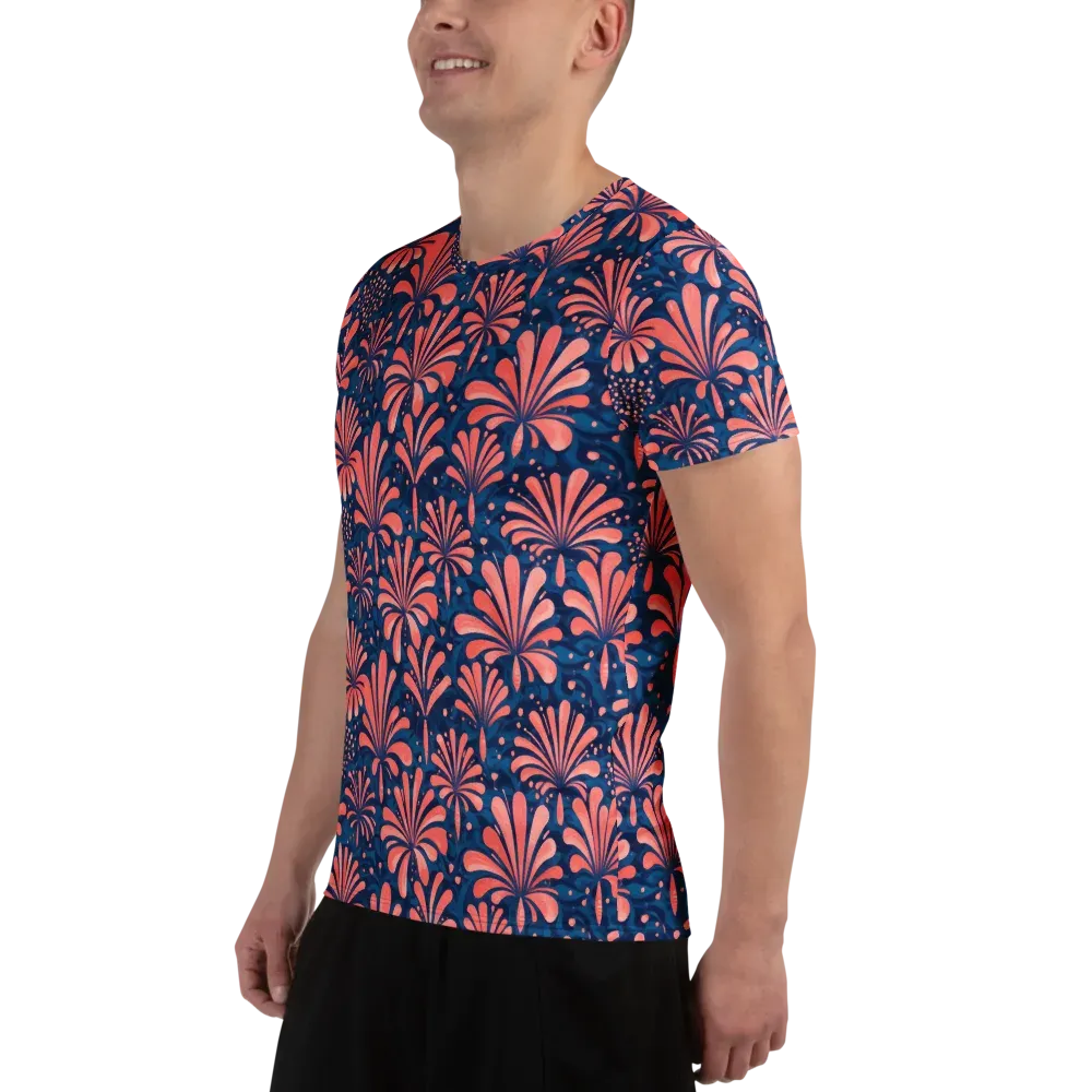 Coral Bloom Cascade on Men's Athletic T-Shirt — Left