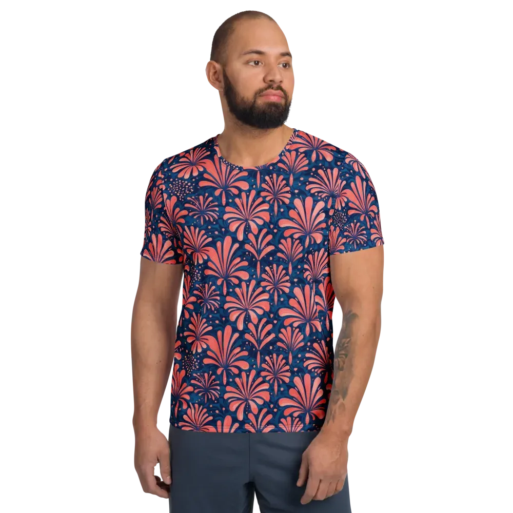 Coral Bloom Cascade on Men's Athletic T-Shirt — Front