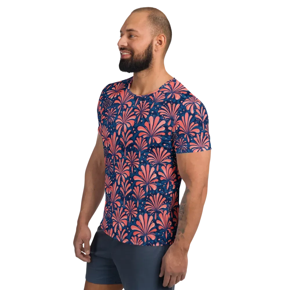 Coral Bloom Cascade on Men's Athletic T-Shirt — Left