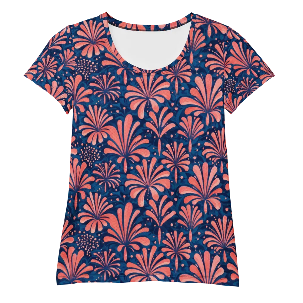 Coral Bloom Cascade on Women's Athletic T-Shirt — Front