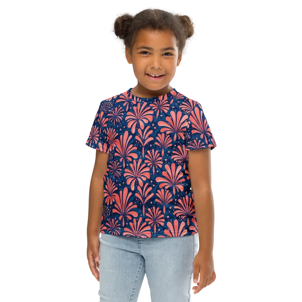 Coral Bloom Cascade on Kids Crew Neck T-Shirt — Front