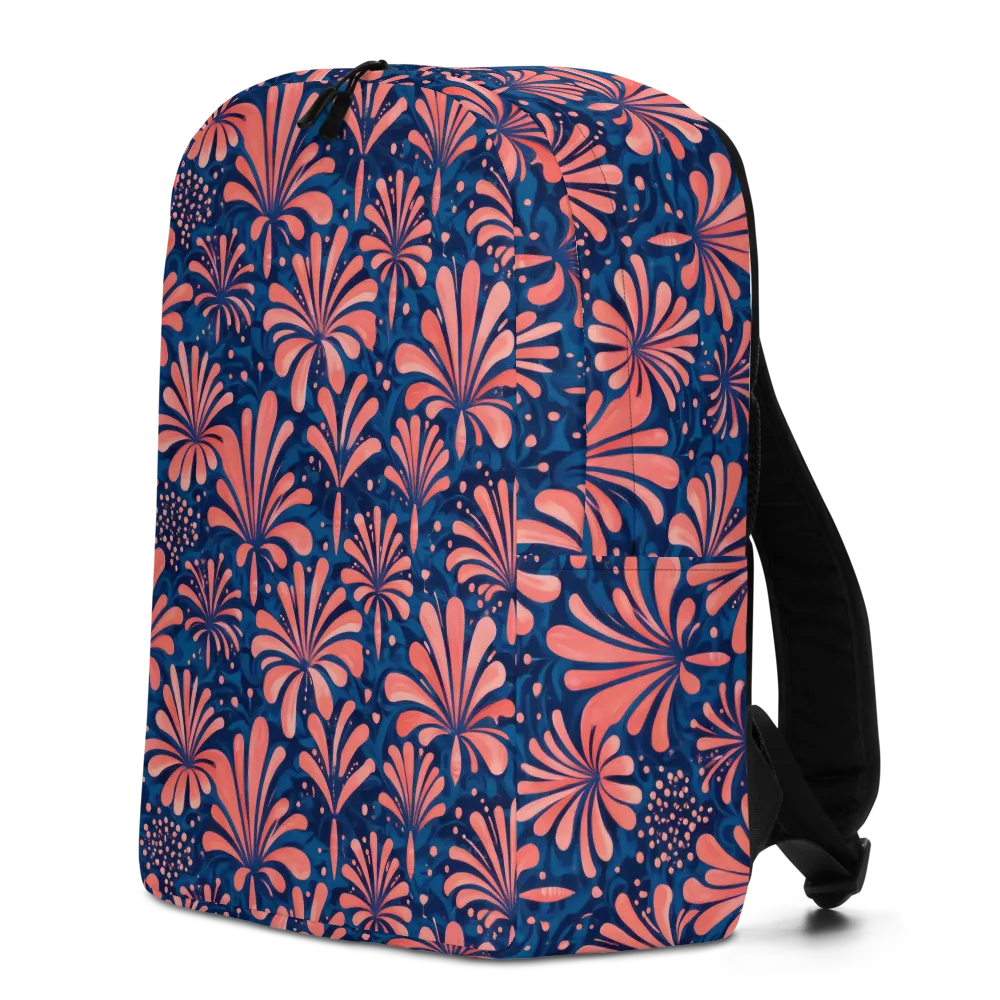 Coral Bloom Cascade on Minimalist Backpack — Left
