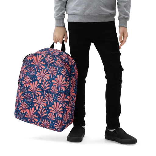 Coral Bloom Cascade on a Minimalist Backpack