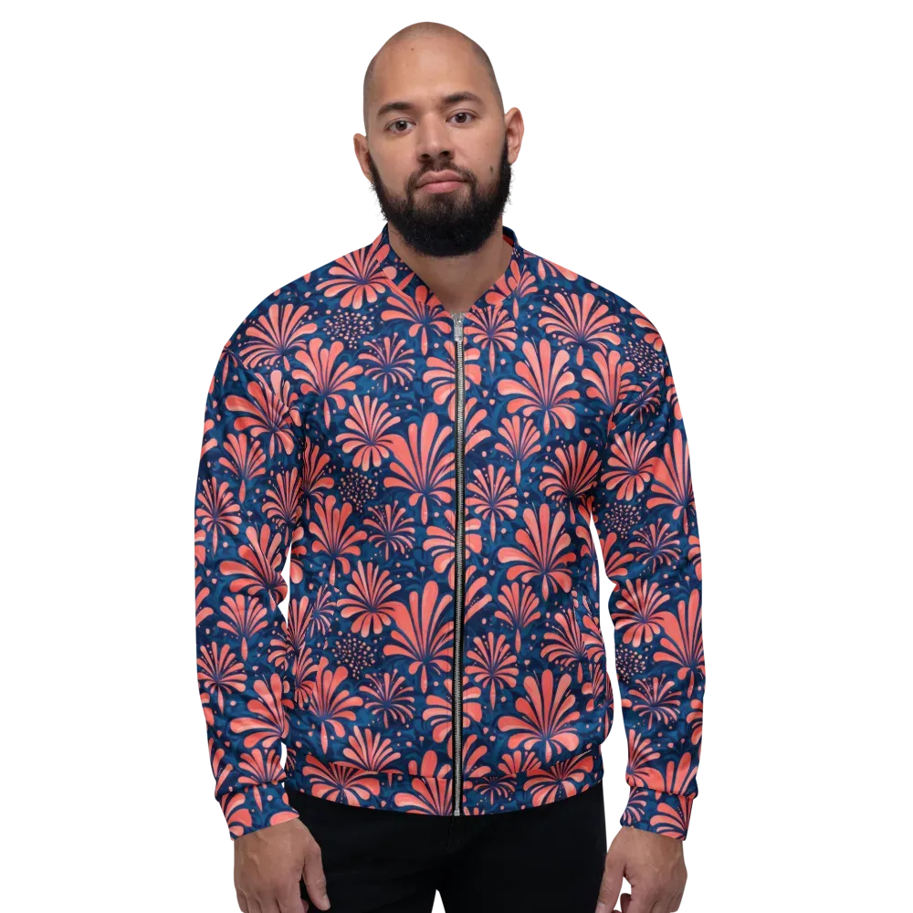 Coral Bloom Cascade on Bomber Jacket — Front