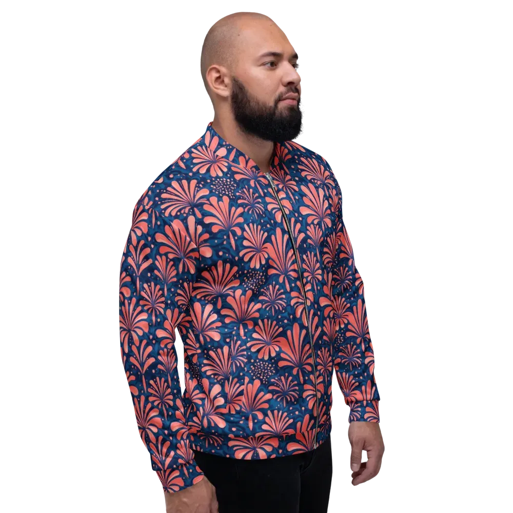 Coral Bloom Cascade on Bomber Jacket — Right