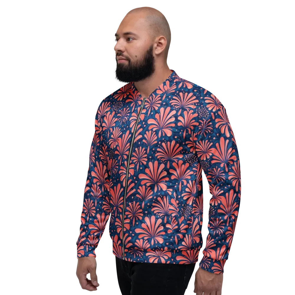 Coral Bloom Cascade on Bomber Jacket — Left