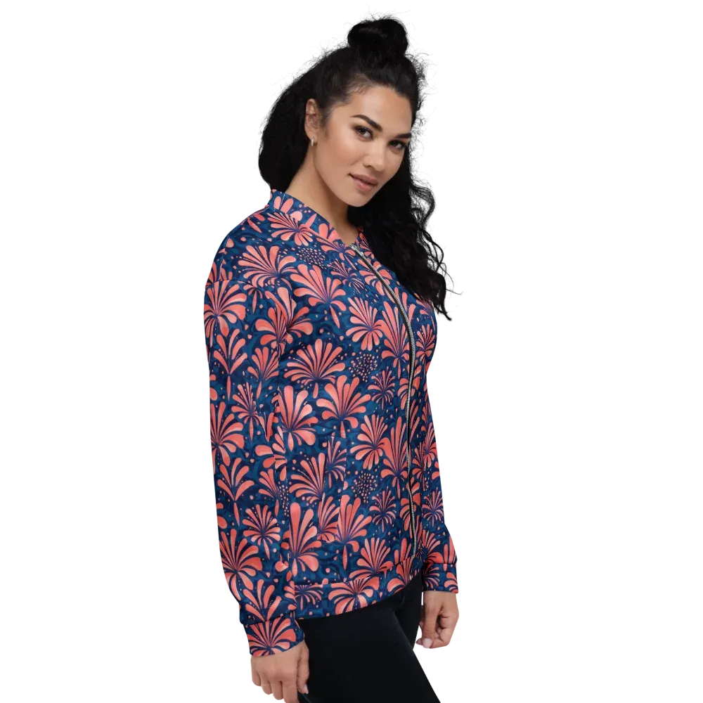 Coral Bloom Cascade on Bomber Jacket — Right