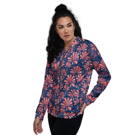 Coral Bloom Cascade on a Bomber Jacket