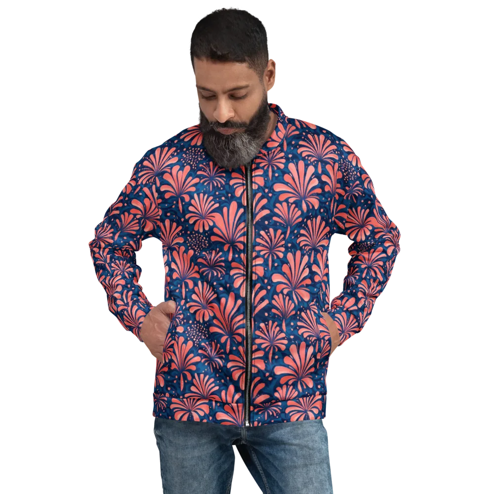 Coral Bloom Cascade on Bomber Jacket — Front