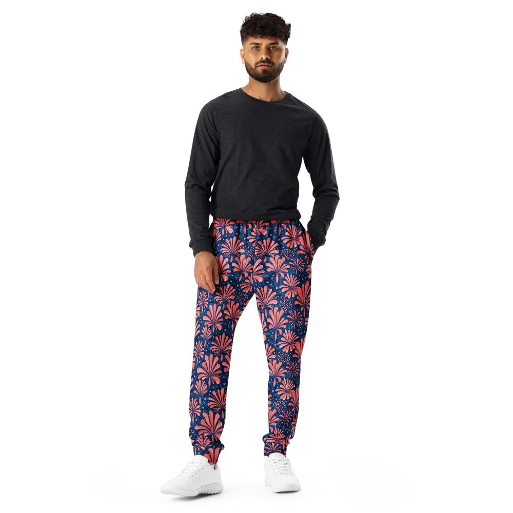 Coral Bloom Cascade on Men's Joggers — Front