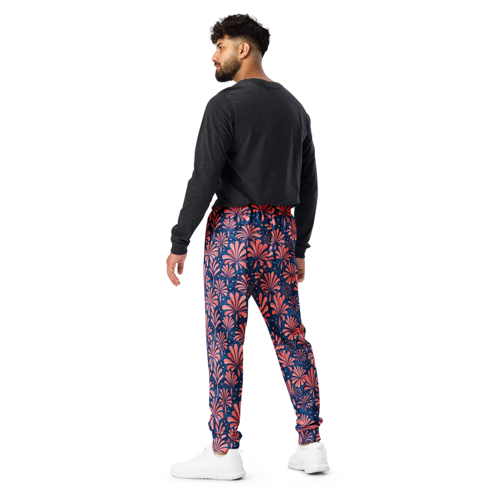 Coral Bloom Cascade on Men's Joggers — Back