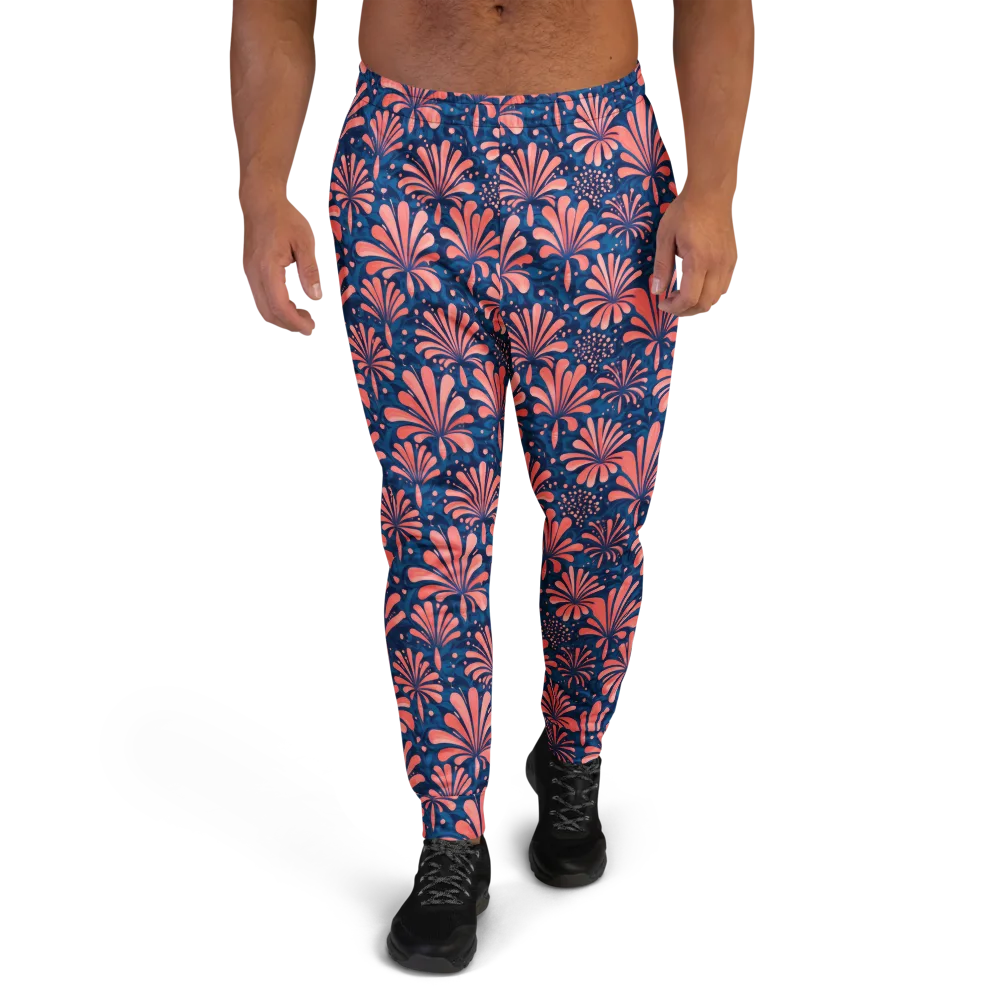 Coral Bloom Cascade on Men's Joggers — Front