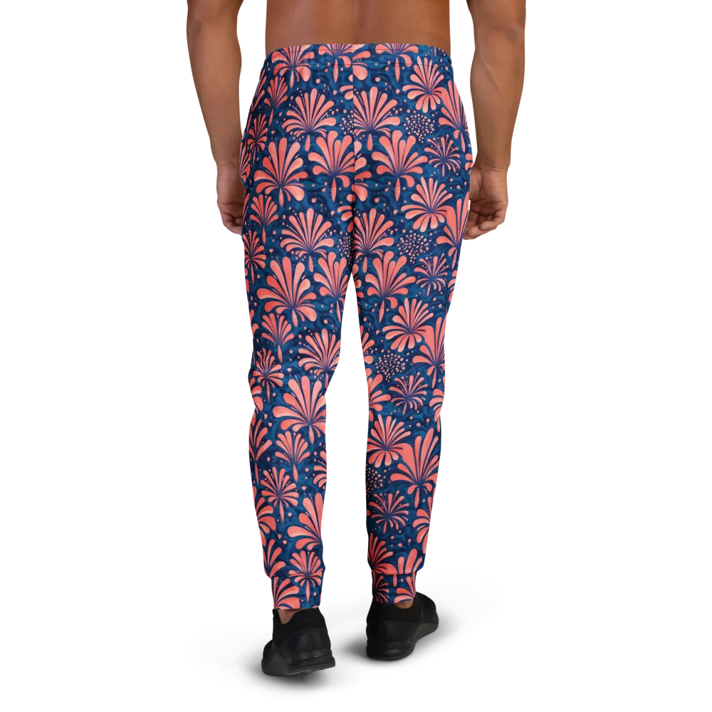 Coral Bloom Cascade on Men's Joggers — Back