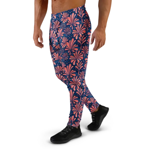 Coral Bloom Cascade on a Men's Joggers