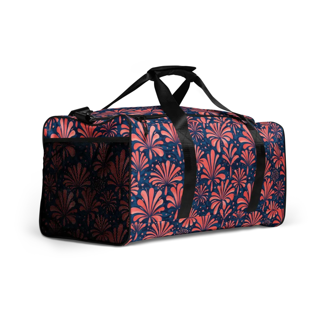 Coral Bloom Cascade on Duffle Bag — Right Front