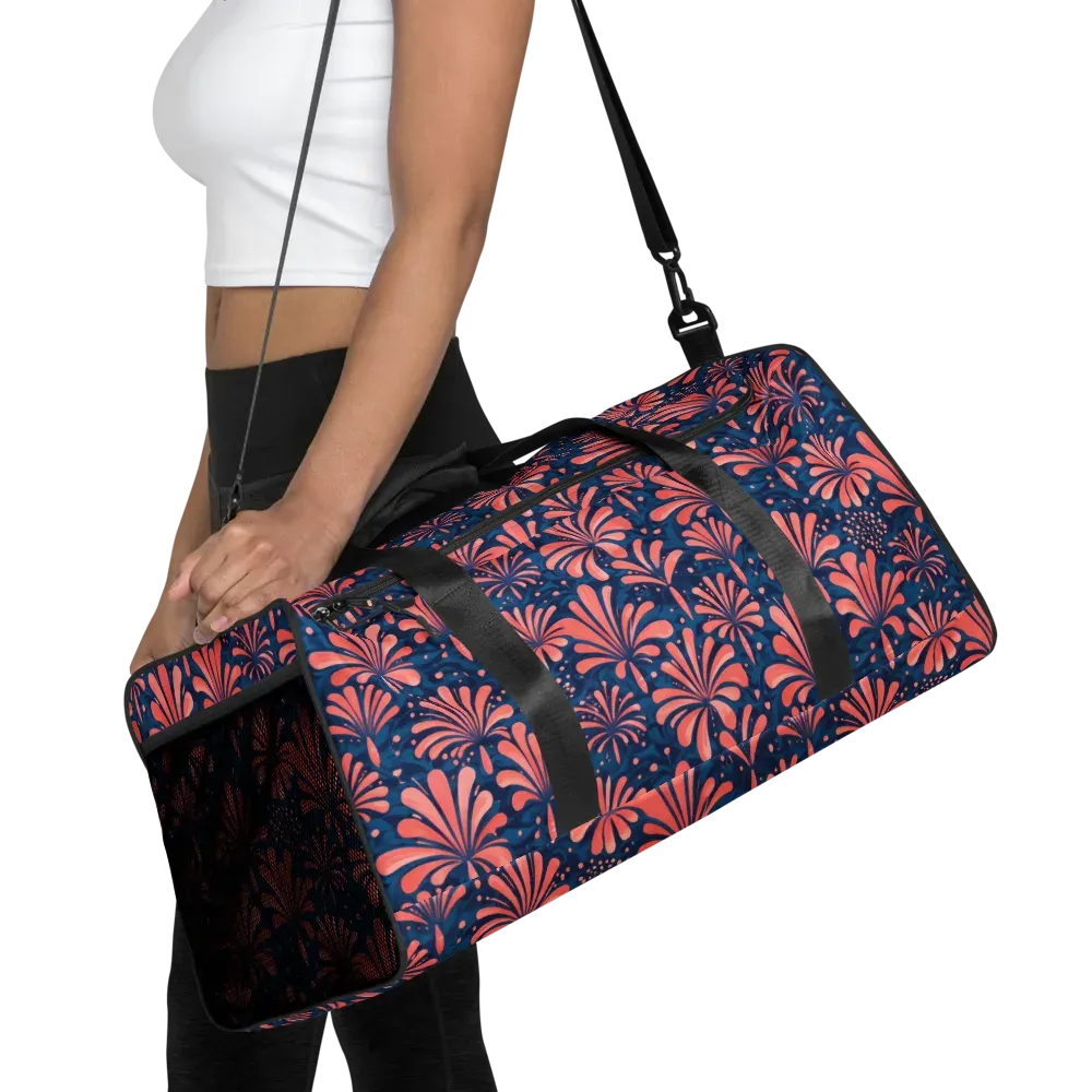 Coral Bloom Cascade on Duffle Bag — Front