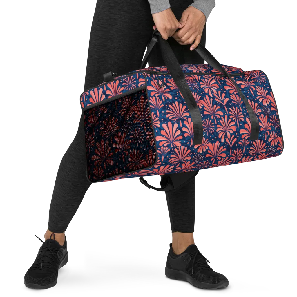 Coral Bloom Cascade on Duffle Bag — Right Front