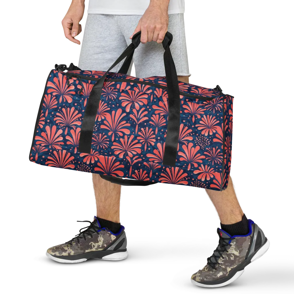 Coral Bloom Cascade on Duffle Bag — Front