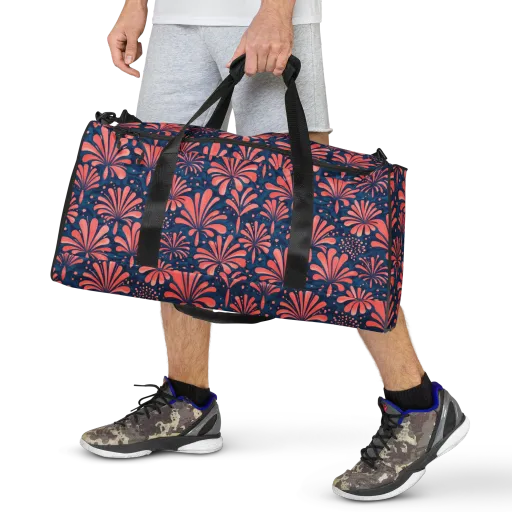 Coral Bloom Cascade on a Duffle Bag