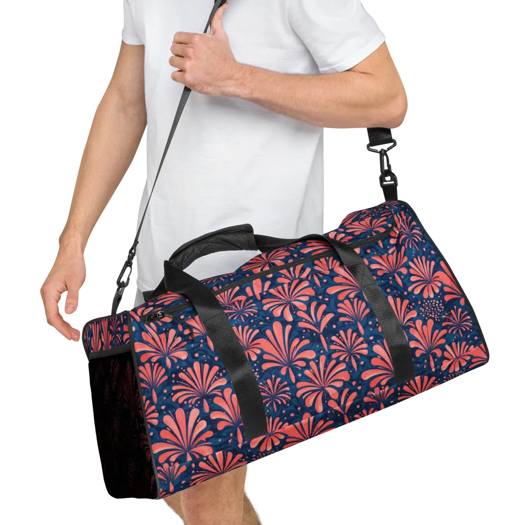 Coral Bloom Cascade on Duffle Bag — Right Front