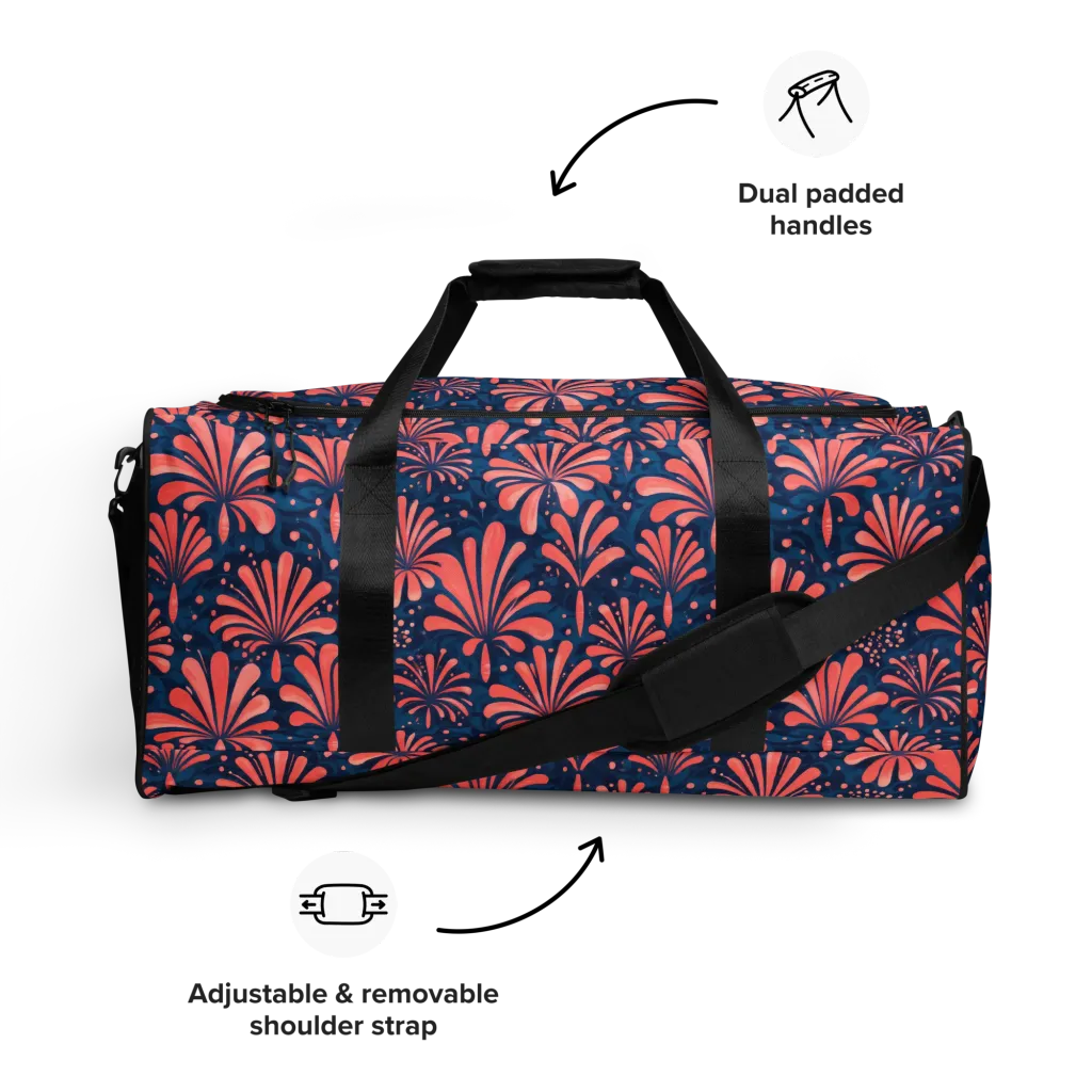 Coral Bloom Cascade on Duffle Bag — Front