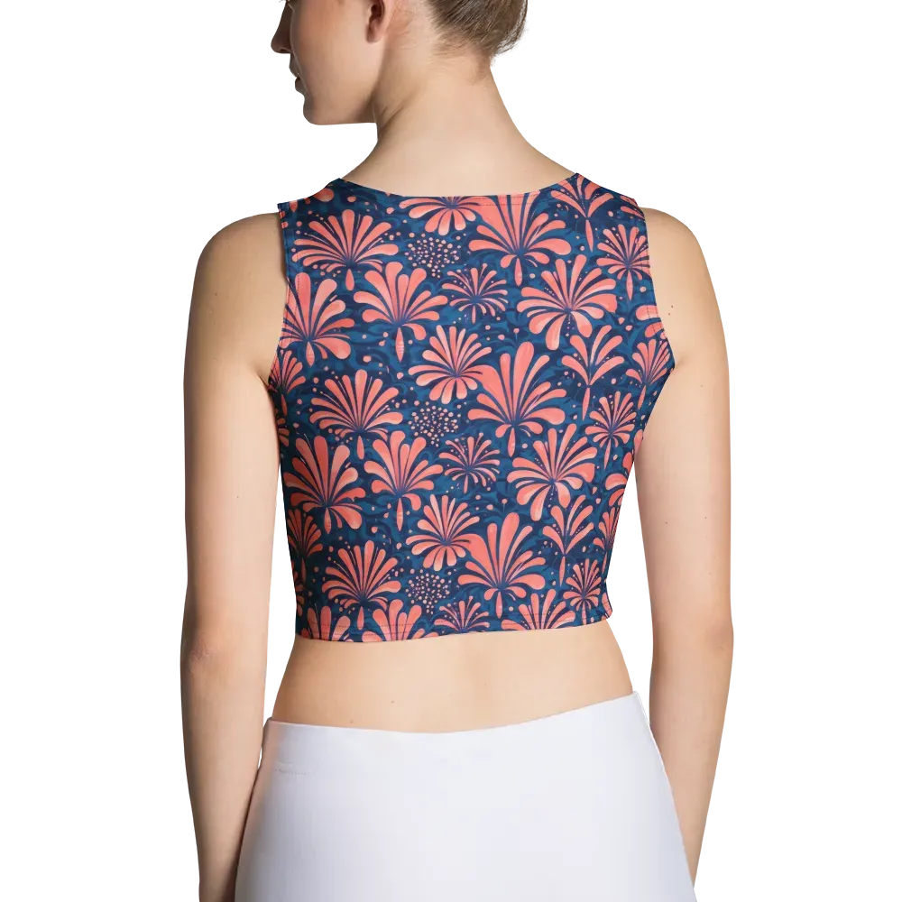 Coral Bloom Cascade on Crop Top — Back