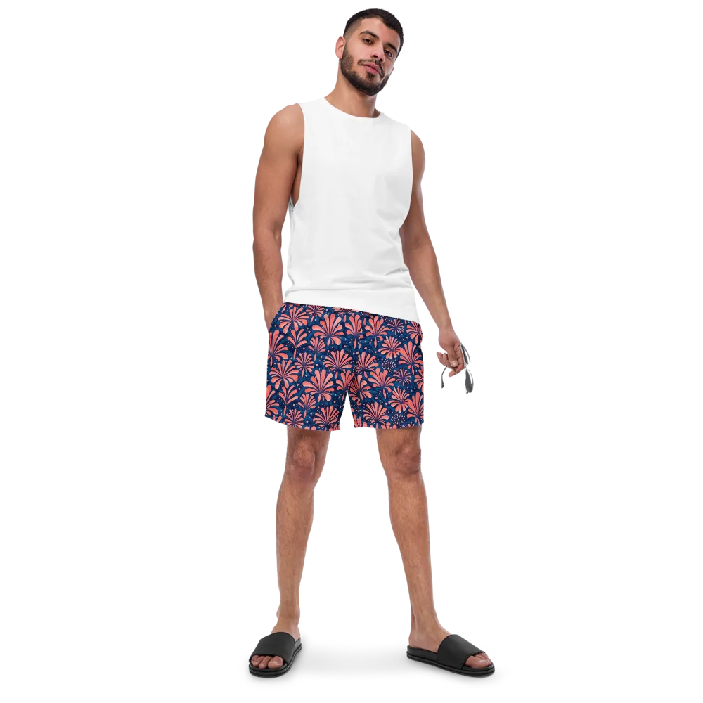 Coral Bloom Cascade on Swim Trunks — Front