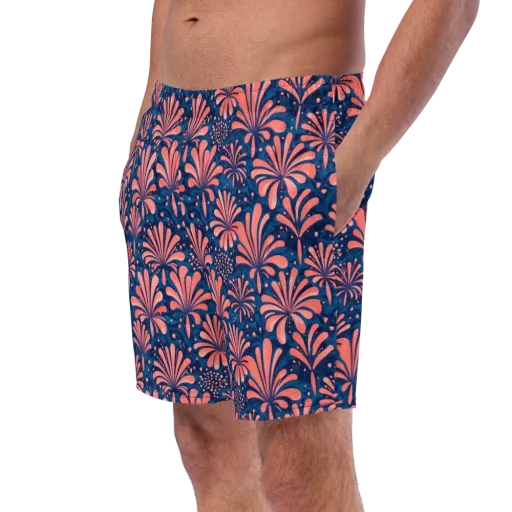Coral Bloom Cascade on a Swim Trunks