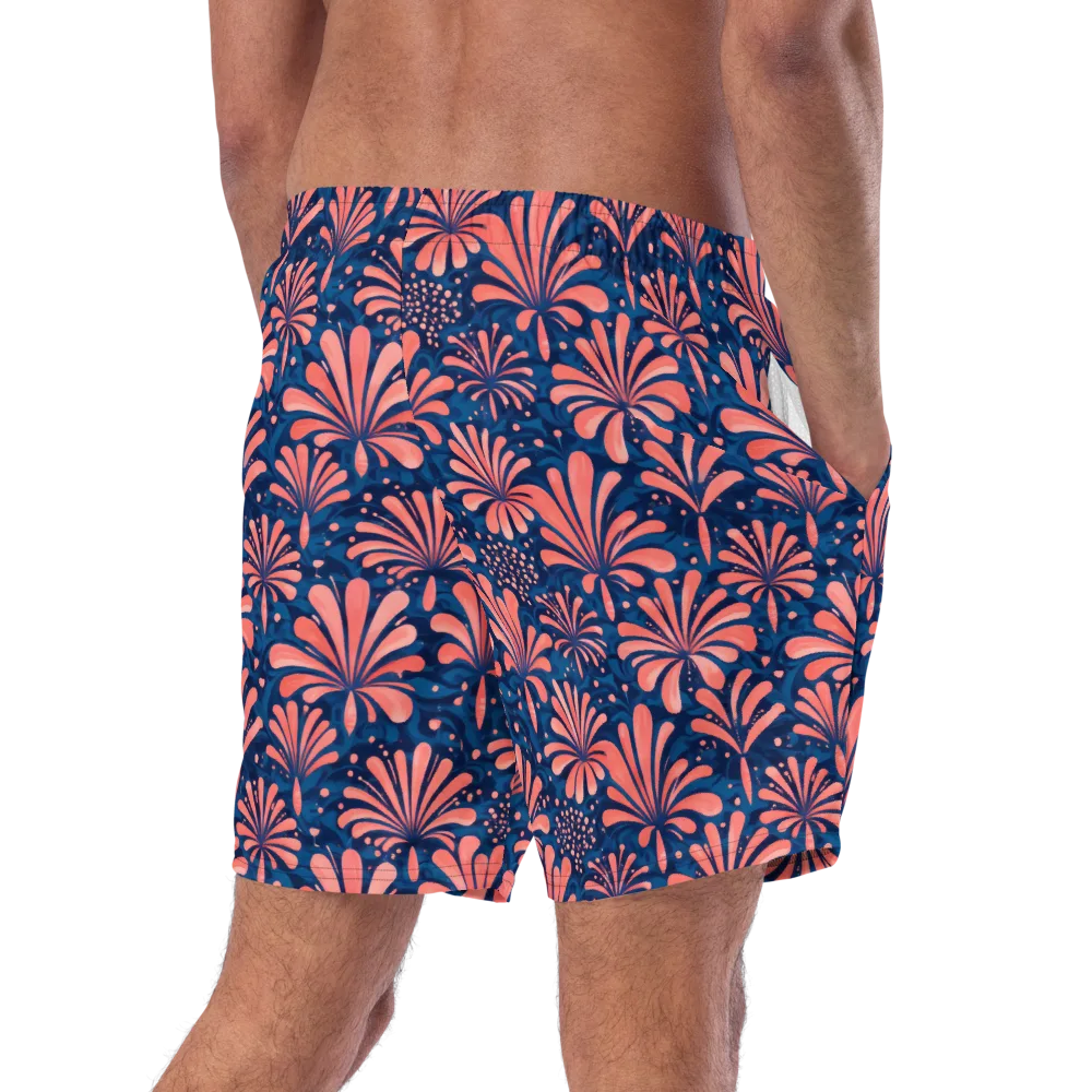 Coral Bloom Cascade on Swim Trunks — Right Back