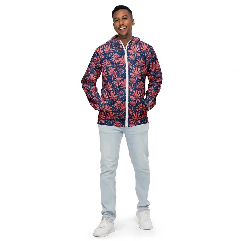 Coral Bloom Cascade on Men's Windbreaker — Front