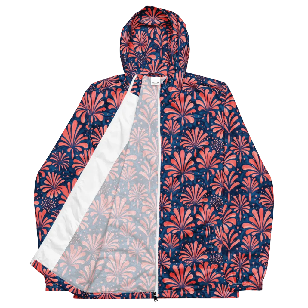 Coral Bloom Cascade on Men's Windbreaker — Front