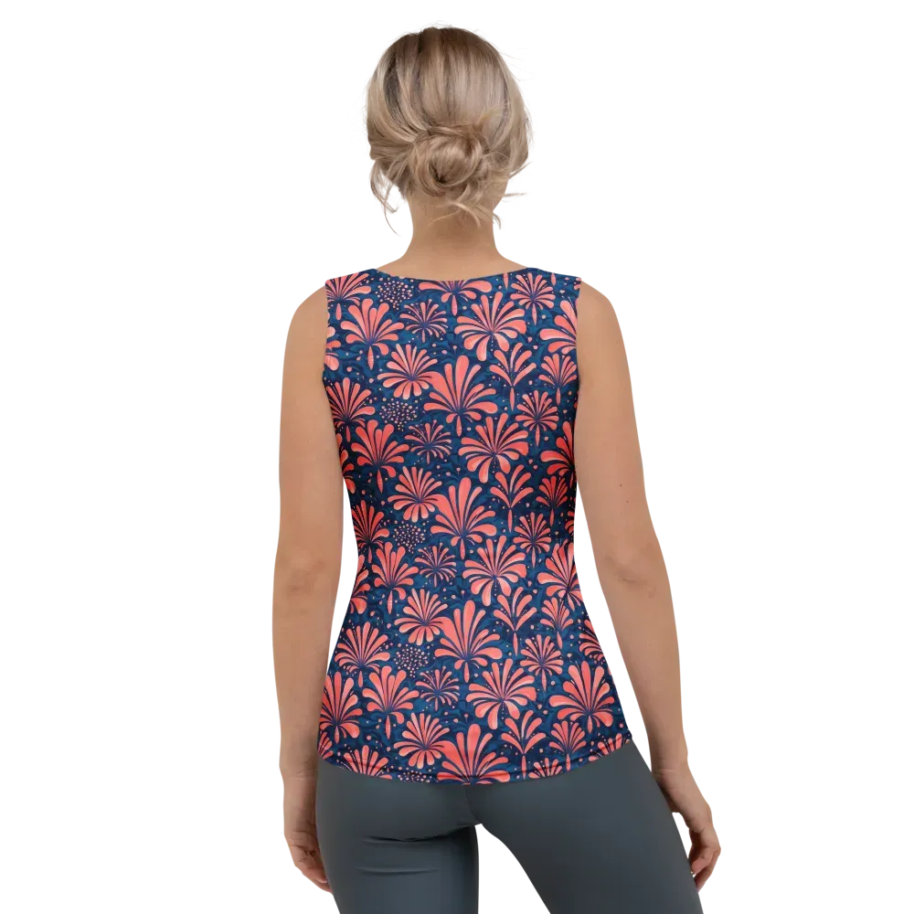 Coral Bloom Cascade on Women's Tank Top — Back