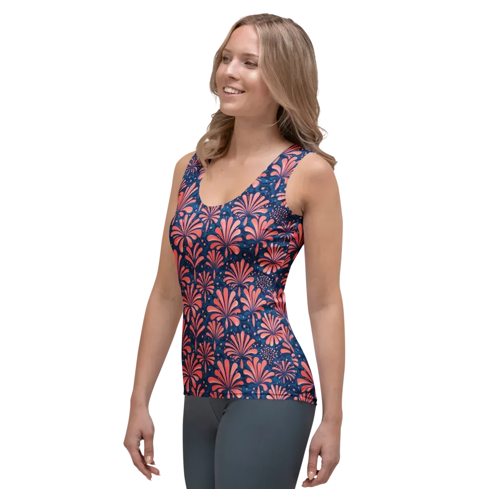 Coral Bloom Cascade on Women's Tank Top — Left Front