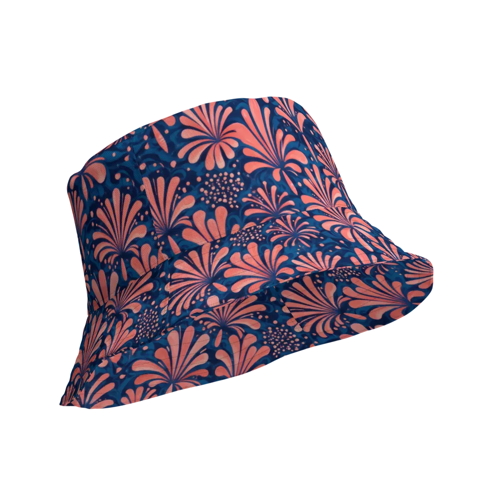 Coral Bloom Cascade on Reversible Bucket Hat — Product details Outside