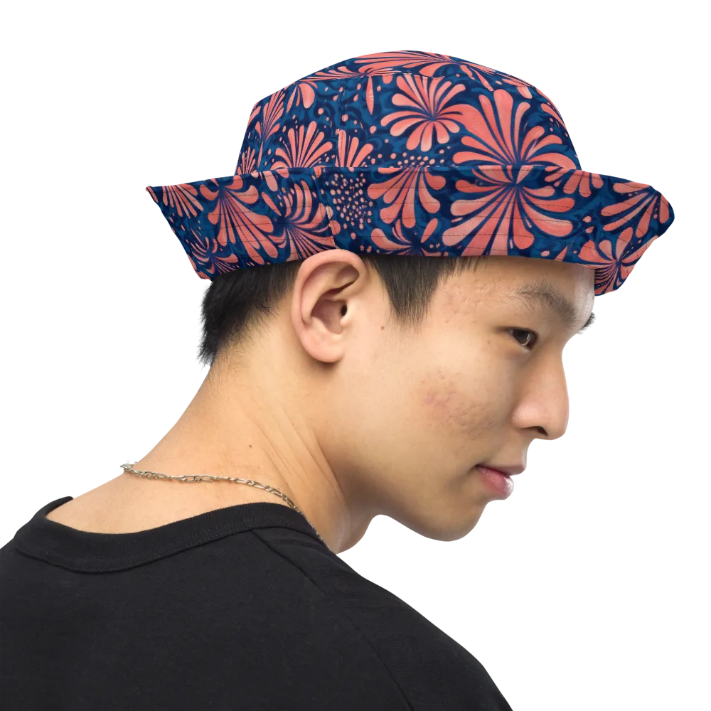Coral Bloom Cascade on Reversible Bucket Hat — Right Outside