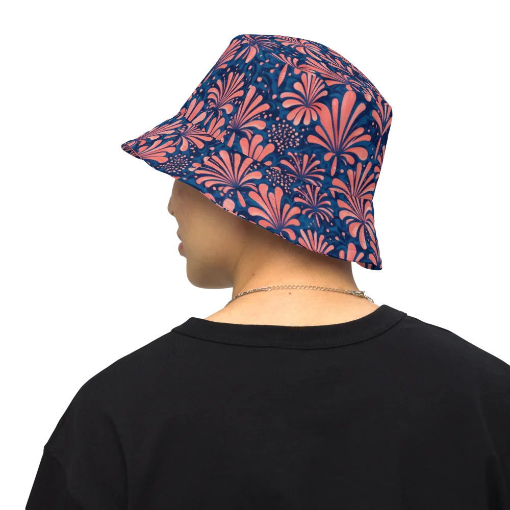Coral Bloom Cascade on Reversible Bucket Hat — Back Inside