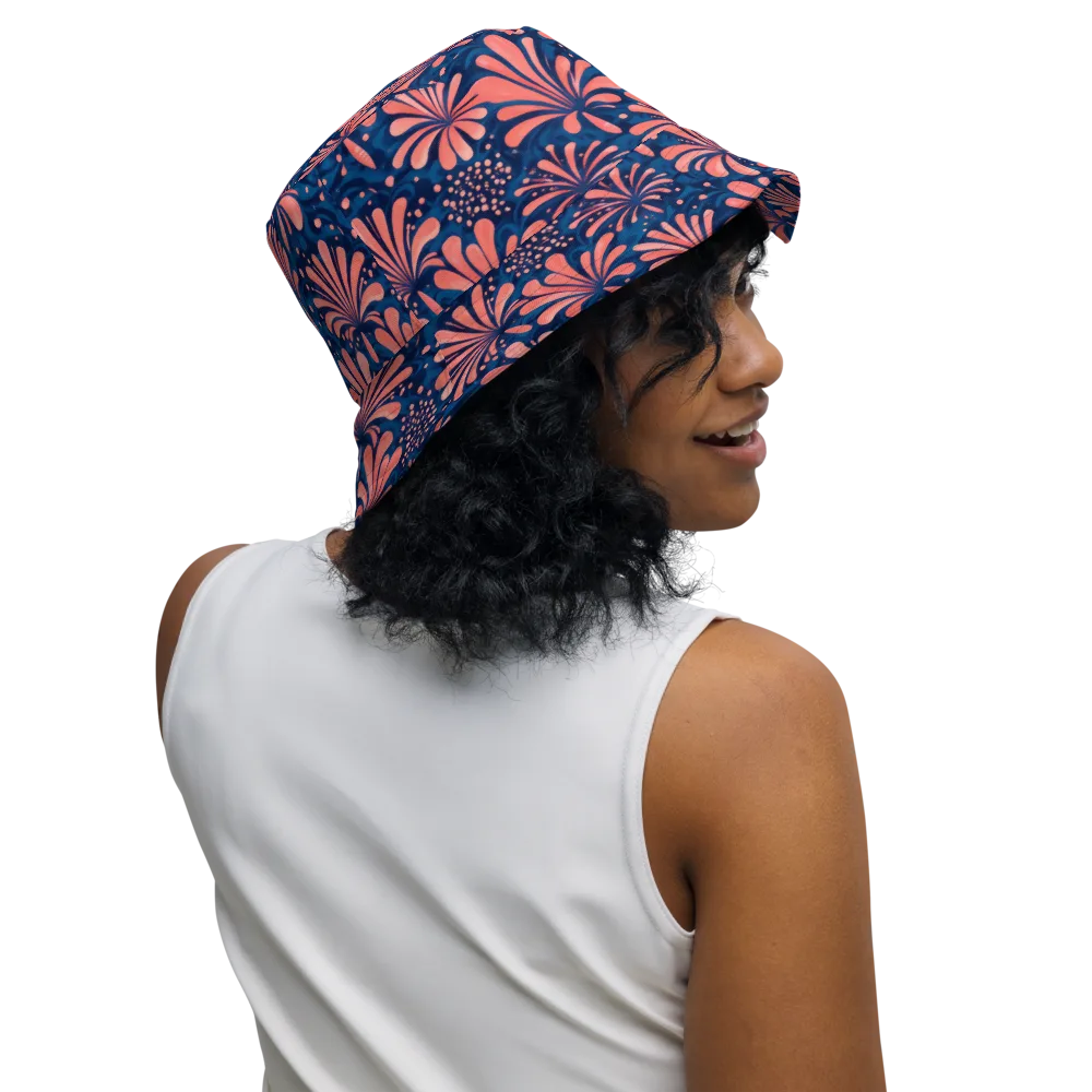 Coral Bloom Cascade on Reversible Bucket Hat — Right Outside
