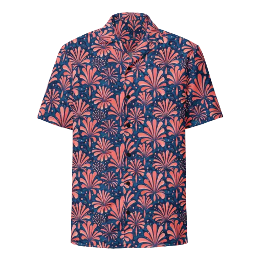 Coral Bloom Cascade on a Button Shirt