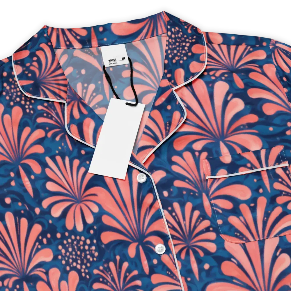Coral Bloom Cascade on Women's Short Sleeve Pajama Top — Product details