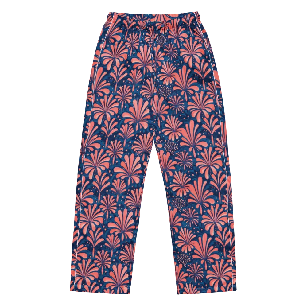 Coral Bloom Cascade on Women's Pajama Pants — Front