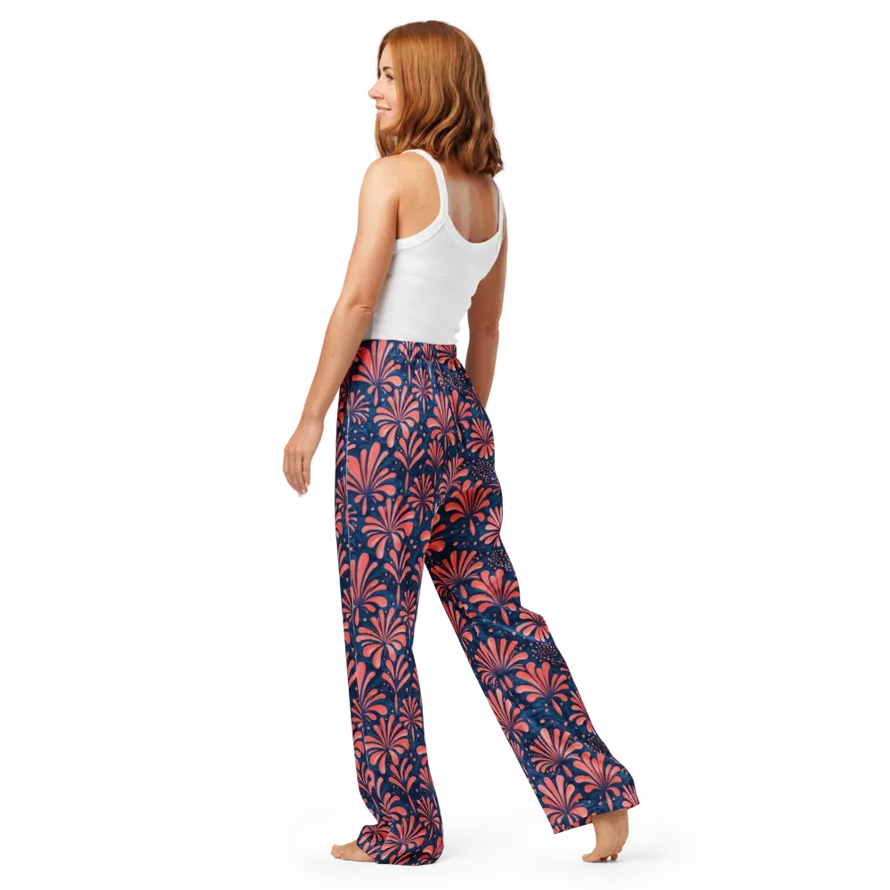 Coral Bloom Cascade on Women's Pajama Pants — Back