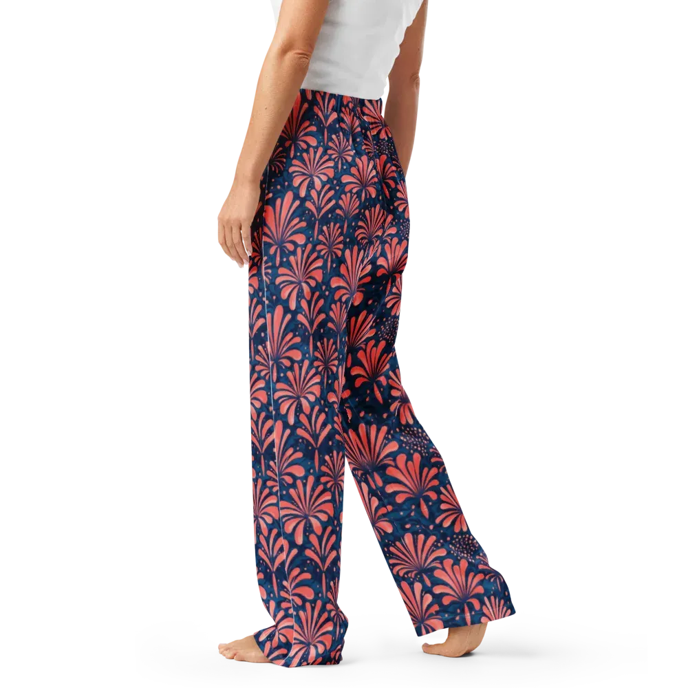 Coral Bloom Cascade on Women's Pajama Pants — Left