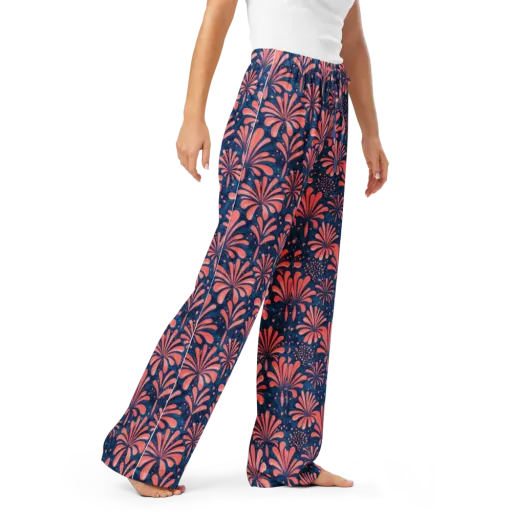 Coral Bloom Cascade on a Women's Pajama Pants