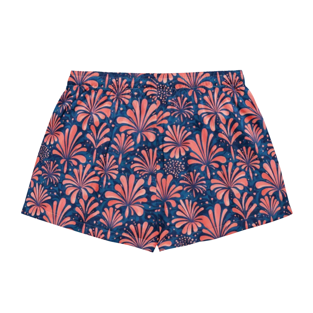 Coral Bloom Cascade on Women's Pajama Shorts — Back
