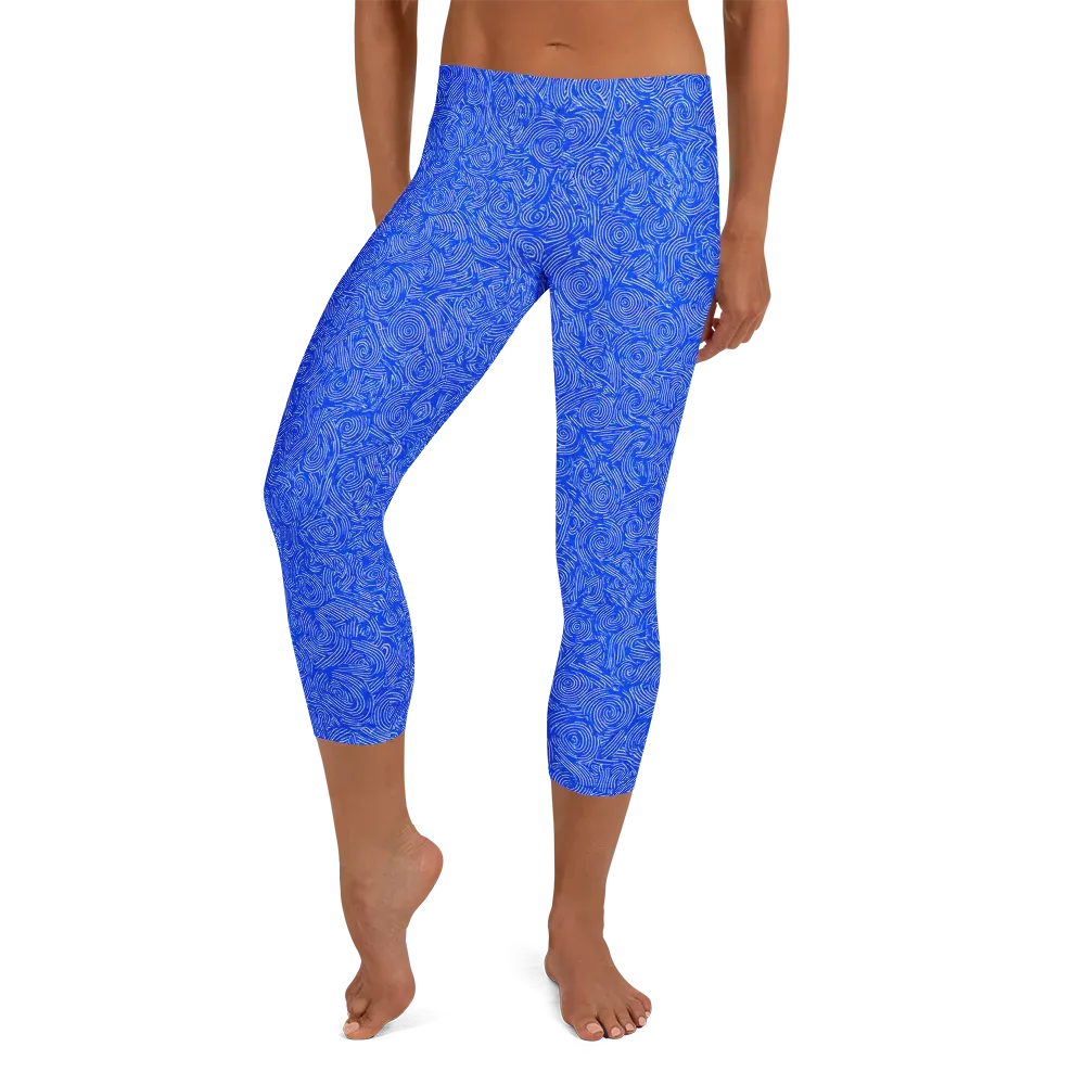 Azure Vortex on Capri Leggings — Front